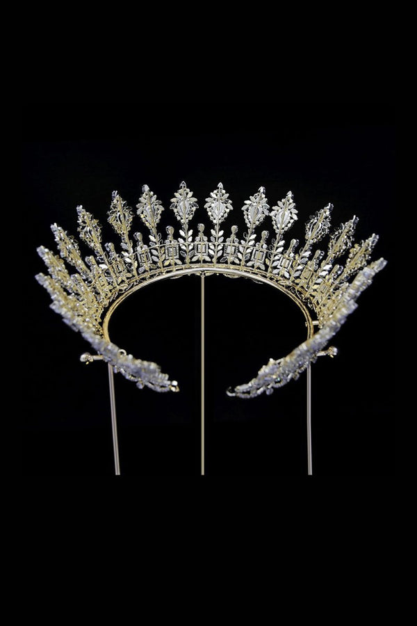 Silver Large 5A Cubic Zirconia Round Tiara - KissProm