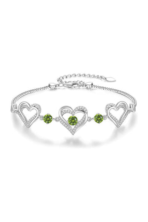 Silver Love Heart Link Birthstone Bracelets - KissProm