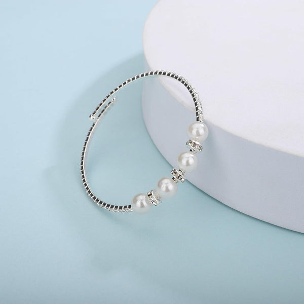 Gold Open Pearl Rhinestone Bracelets