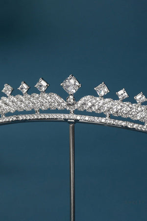 Silver Princess Cascade Zircon Tiara - KissProm