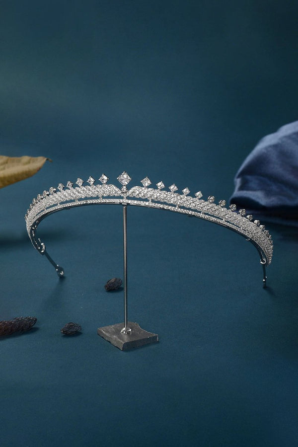 Silver Princess Cascade Zircon Tiara - KissProm