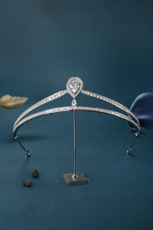 Silver Teardrop Zircon Tiaras - KissProm
