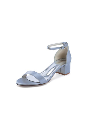 Simple Buckle Strap Open Toe Chunky Heels - KissProm