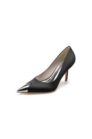 Simple Cocktail Metallic Pointed Toe High Heels - KissProm
