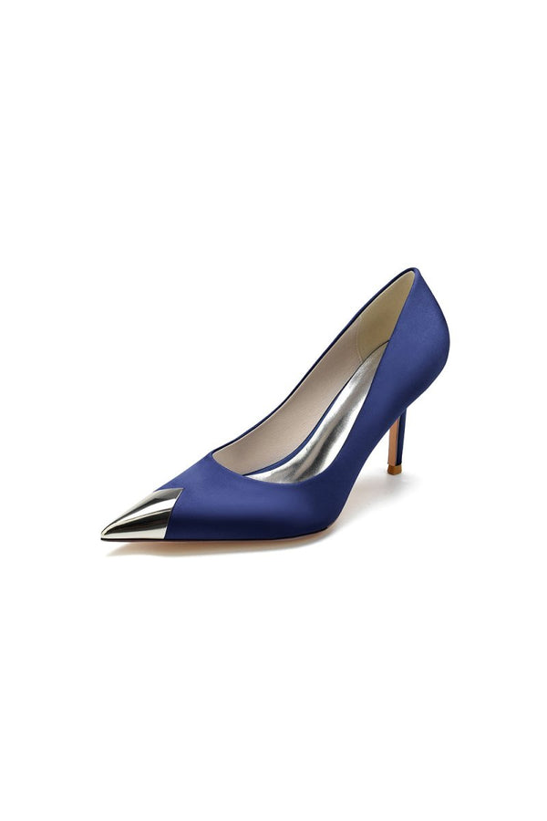 Simple Cocktail Metallic Pointed Toe High Heels - KissProm