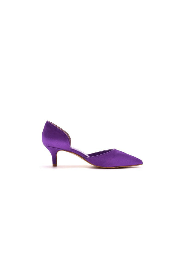Simple Elegant Mid Cutout Two - Piece Slip on Pointed Toe Kitten Heels - KissProm