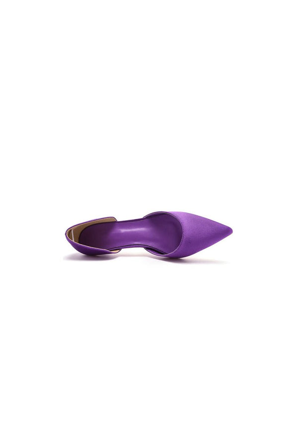 Simple Elegant Mid Cutout Two - Piece Slip on Pointed Toe Kitten Heels - KissProm