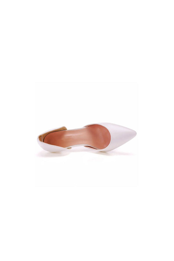 Simple Elegant Mid Cutout Two - Piece Slip on Pointed Toe Kitten Heels - KissProm