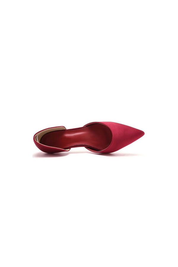 Simple Elegant Mid Cutout Two - Piece Slip on Pointed Toe Kitten Heels - KissProm