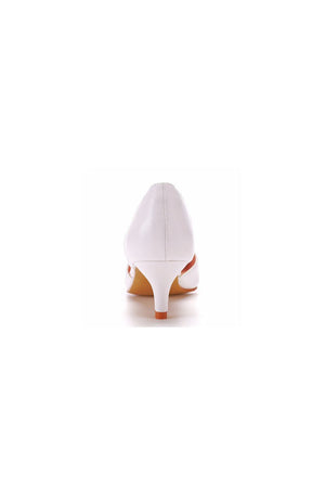 Simple Elegant Mid Cutout Two - Piece Slip on Pointed Toe Kitten Heels - KissProm