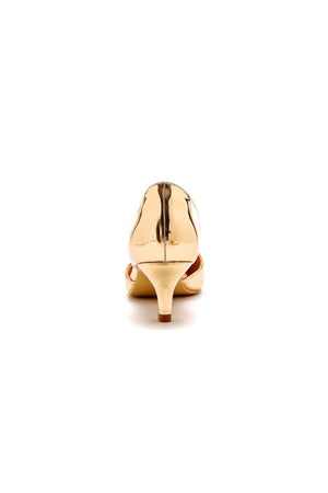 Simple Elegant Mid Cutout Two - Piece Slip on Pointed Toe Kitten Heels - KissProm