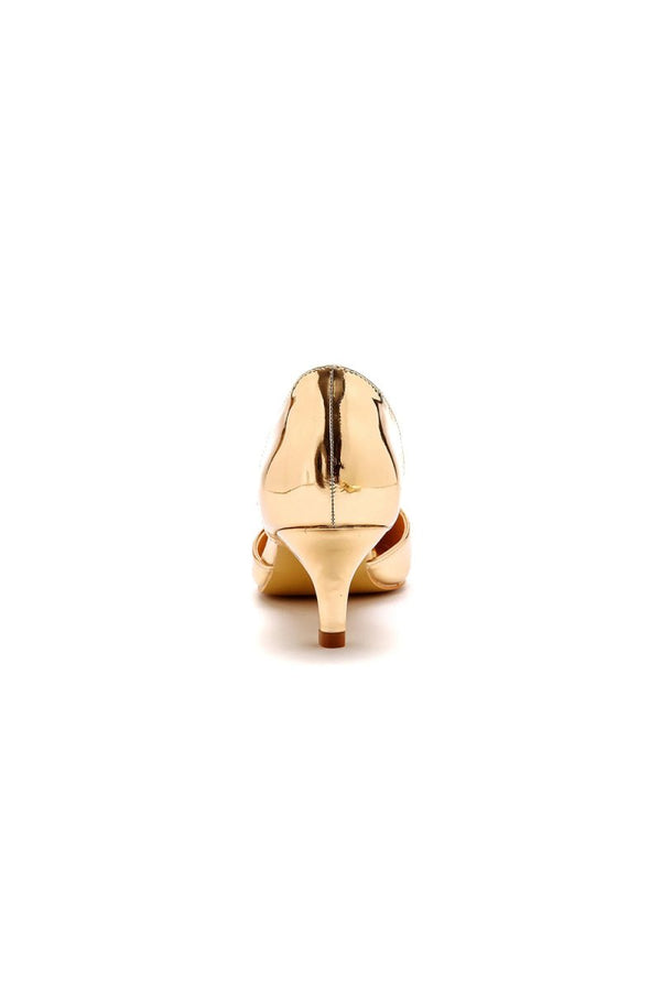 Simple Elegant Mid Cutout Two - Piece Slip on Pointed Toe Kitten Heels - KissProm