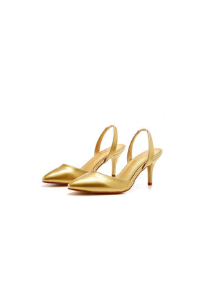 Simple Elegant Pointed Toe Stiletto Slingback High Heels - KissProm