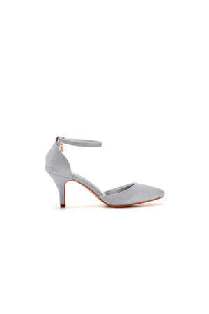 Simple Glitter Pointed Toe Stiletto Ankle - strap High Heels - KissProm