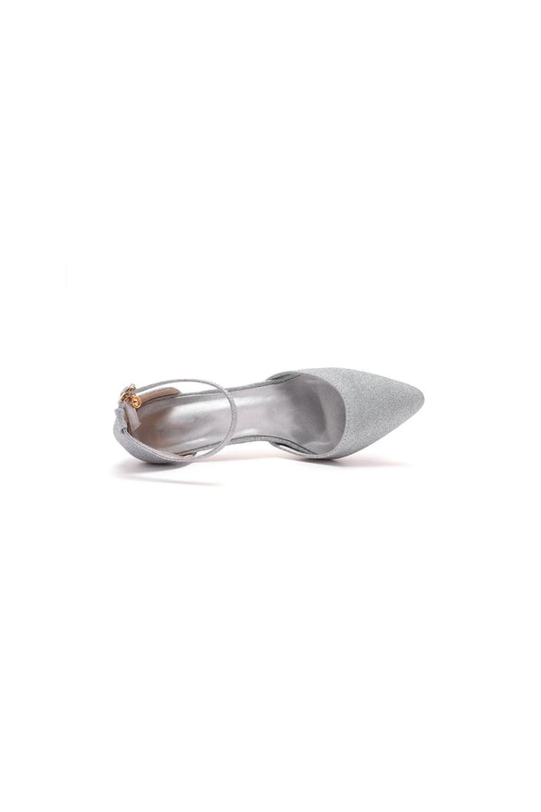 Simple Glitter Pointed Toe Stiletto Ankle - strap High Heels - KissProm