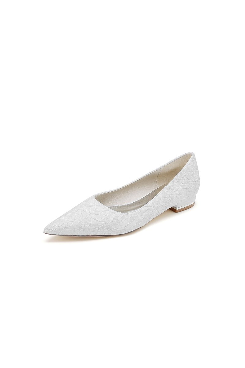 Simple Lace Pointed Toe Kitten Heels - KissProm