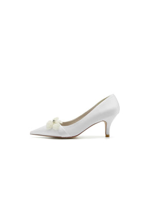 Simple Pointed Toe High Heels with Pearl Flower - KissProm