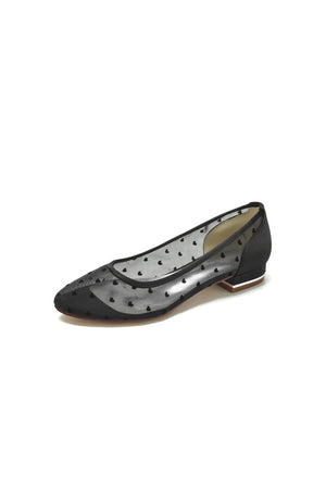 Simple Pointed Toe Mesh Slip - on Low Heels - KissProm