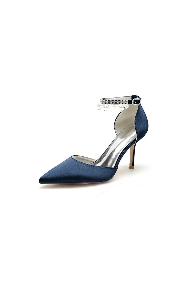 Pointed Toe Wedding Heels with Pearl Tassel - KissProm