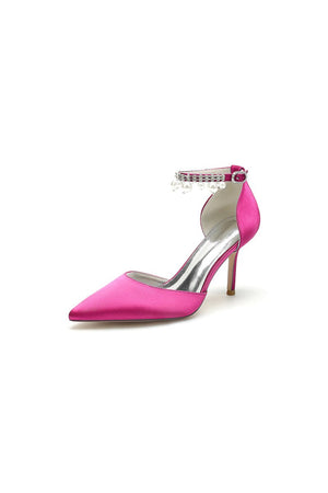 Pointed Toe Wedding Heels with Pearl Tassel - KissProm