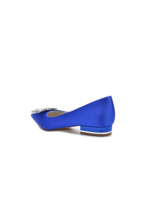 Simple Pointed Toe Satin Kitten Heels With Beading - KissProm