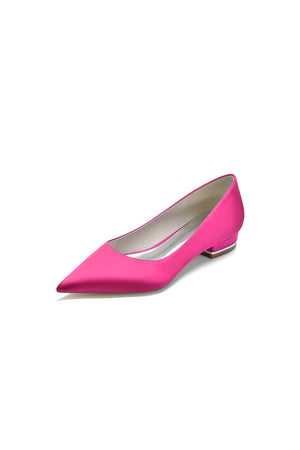 Simple Pointed Toe Satin Low Heels - KissProm
