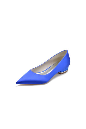 Simple Pointed Toe Satin Low Heels - KissProm
