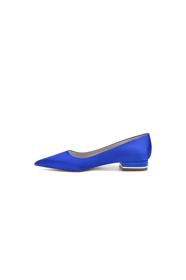 Simple Pointed Toe Satin Low Heels - KissProm