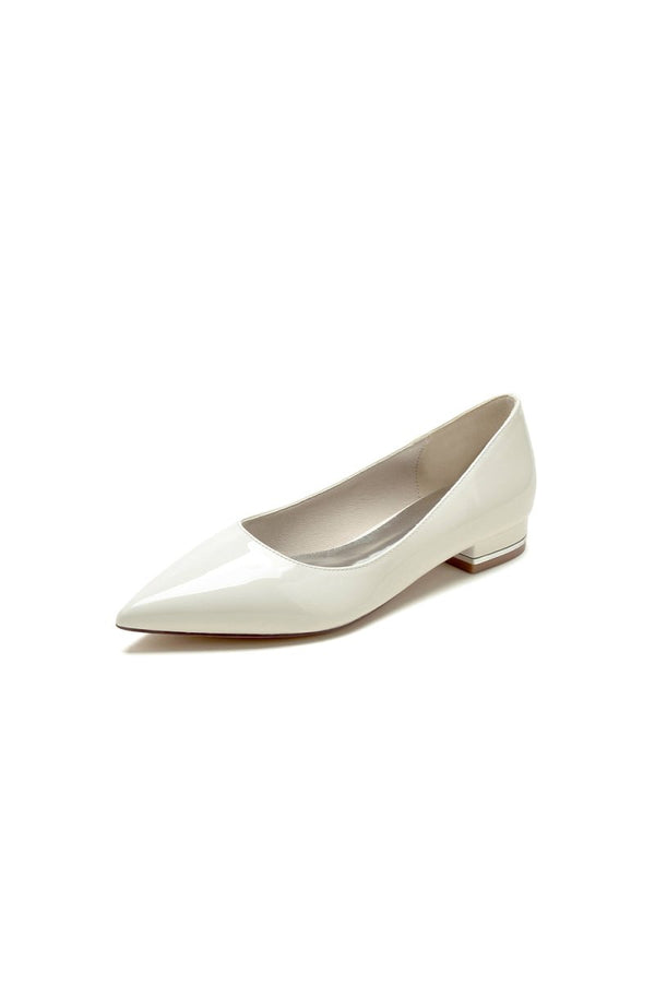 Simple Pointed Toe Slip - on Patent Leather Low Heels - KissProm