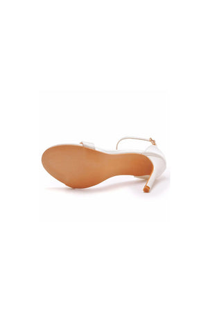 Simple Satin Open Toe Ankle Strap Buckle Stiletto Ultra High Heels - KissProm