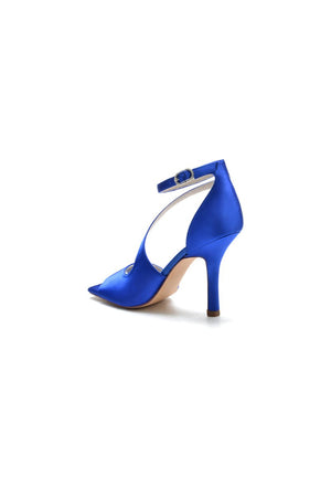 Simple Square Open Toe Ankle Strap Satin Prom Shoes - KissProm