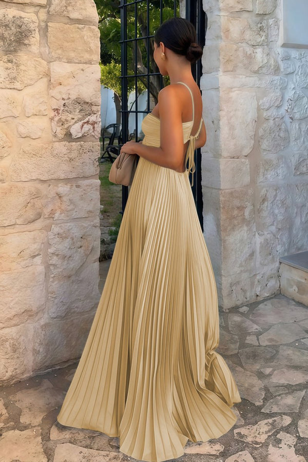 Sky Blue Halter Pleated Satin A Line Prom Dresses With Cutout – Prom Dress by KissProm | Available at KissProm