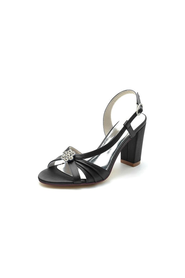 Slingback Strap Open Toe Block Heels - KissProm