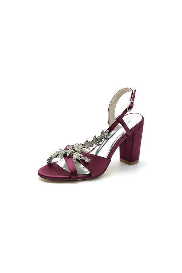 Slingback Strap Open Toe Block Heels - KissProm