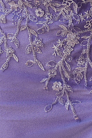 KissProm-Solstice Charming Mermaid V Neck Lavender Slit Prom Dresses with Appliques