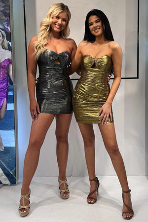 Sparkly Black Strapless Bodycon Short Homecoming Dress