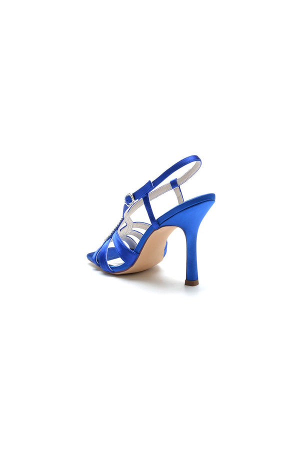 Square Open Toe Beaded Hollow Out Satin Prom Shoes - KissProm