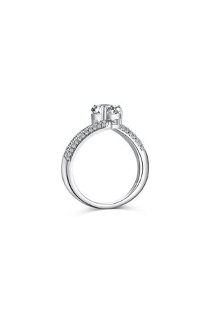 Sterling Silver Crushed Ice Pear Cut White Gemstone Wedding Ring - KissProm