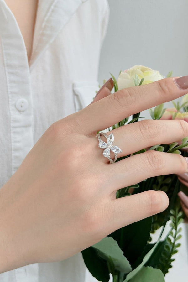 Sterling Silver Marquise Shape Butterfly Ring - KissProm