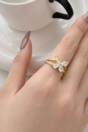 Sterling Silver Marquise Shape Butterfly Ring - KissProm