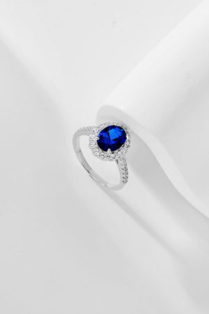 Sterling Silver Oval Royal Blue Sapphire Ring - KissProm