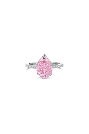 Sterling Silver Pear Cut Radiant Zircon Engagement Ring