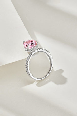 Sterling Silver Pear Cut Radiant Zircon Engagement Ring