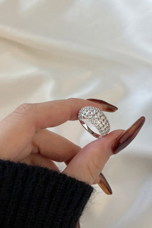Sterling Silver White Zircon Band Ring - KissProm