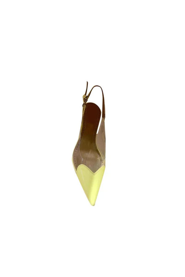 Yellow Stiletto Heel Mid Heel Sandals - KissProm