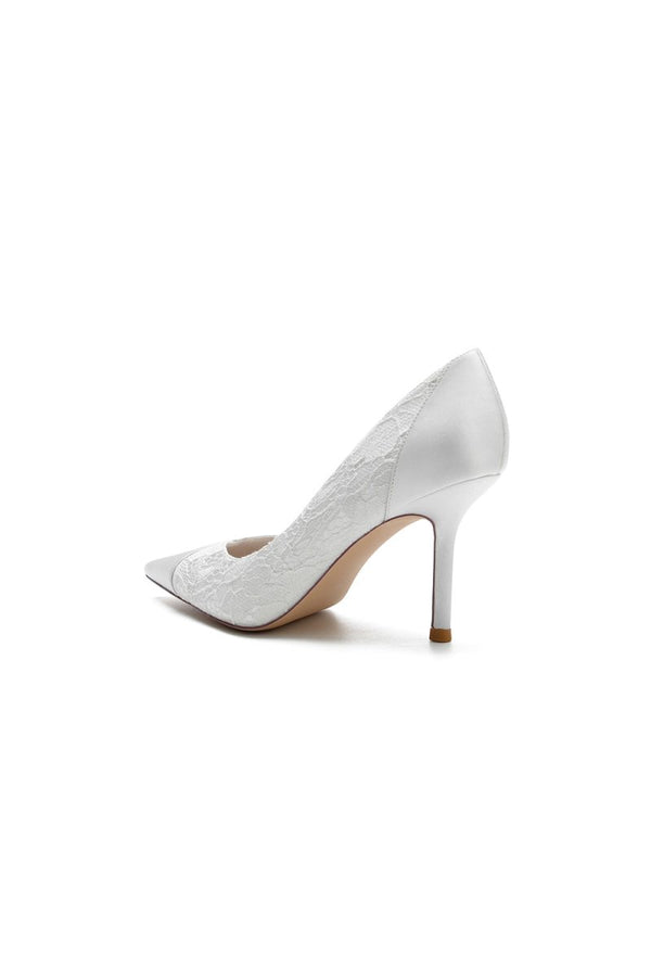 Stiletto Pointy Heels Lace Wedding Shoes - KissProm