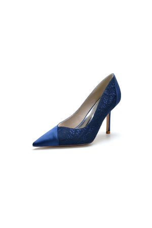 Stiletto Pointy Heels Lace Wedding Shoes - KissProm