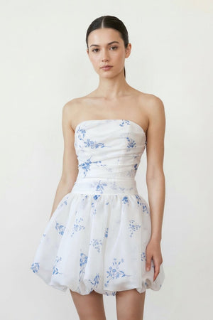Strapless A-Line Floral Organza Graduation Dress – Graduation Dresses by KissProm | Available at KissProm