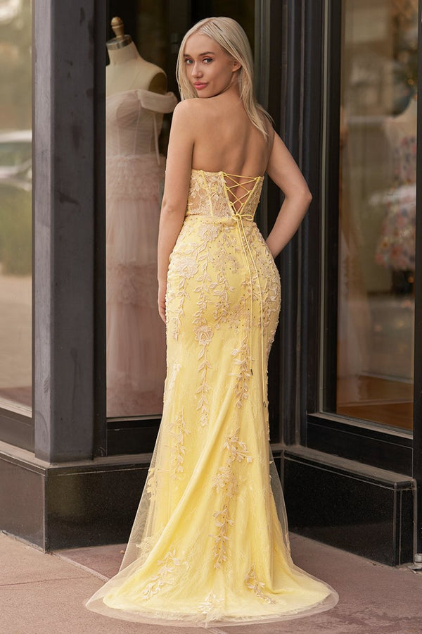 Mermaid Strapless Corset Lace Prom Dress with Slit – Prom Dress by KissProm | Available at KissProm