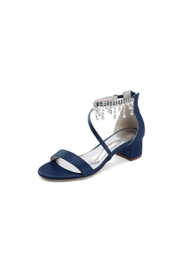 Strappy Heeled Sandals with Pearl and Crystal Embellishments - KissProm